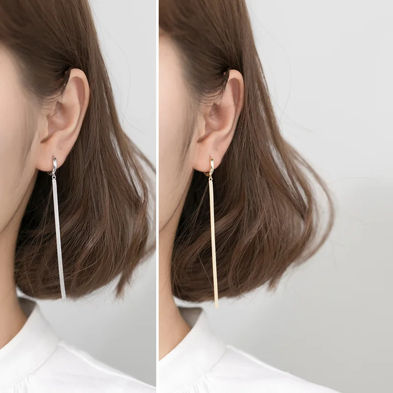 

INZATT Real 925 Sterling Silver Minimalist Tassel Round Hoop Earrings For Fashion Women Party Fine Jewelry 2019 Accessories
