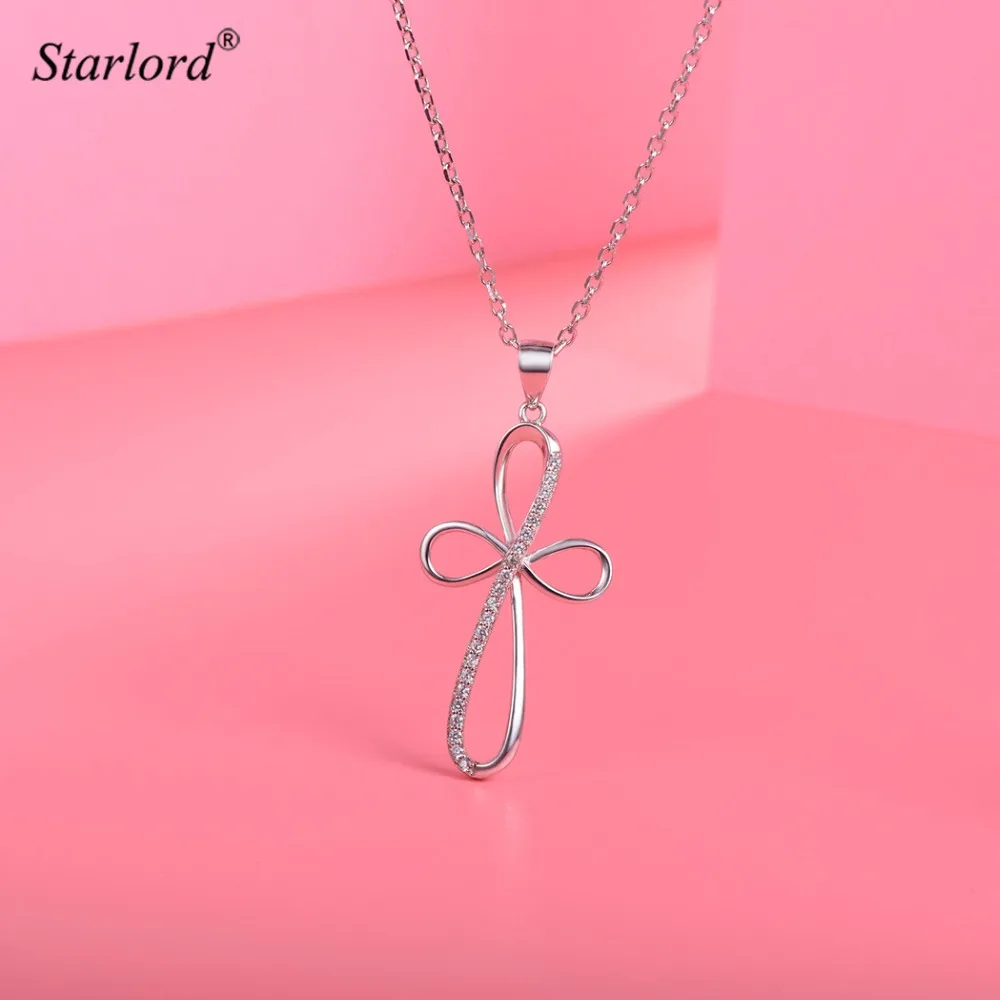 

Four Leaf Clover Cross Necklace 925 Sterling Silver AAA Cubic Zirconia Christian Jewelry Silver Crystal Cross Necklace P6003B