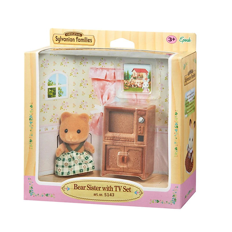 Sylvanian Family Dollhouse Bear Sister с ТВ приставкой игровой набор игрушки фигурки подарок для