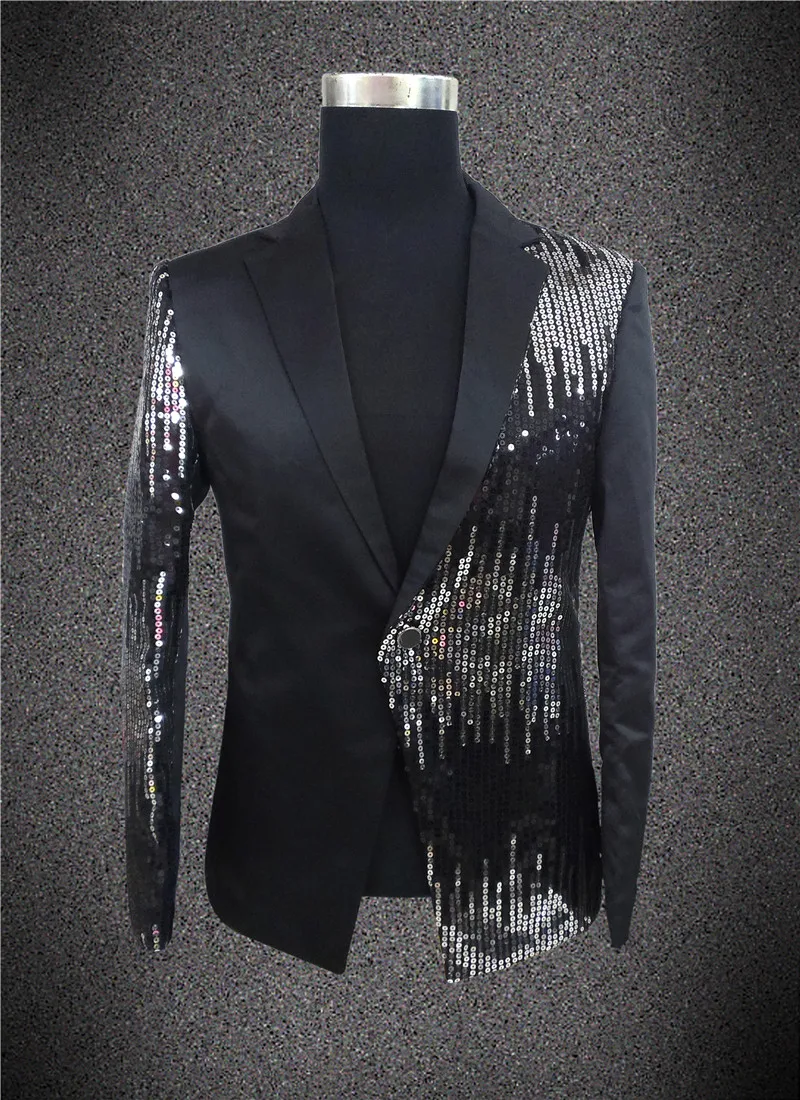 2016 плюс Размер мужской тонкий костюм с блестками ночная рубашка певица