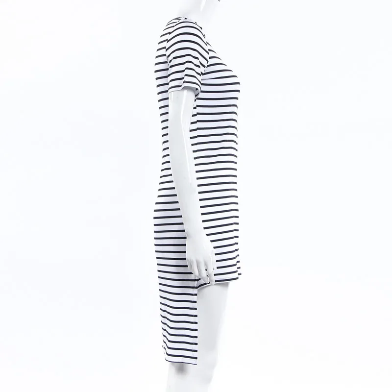 2016 новое поступление женщины летнее платье сексуальная асимметричный полосатый