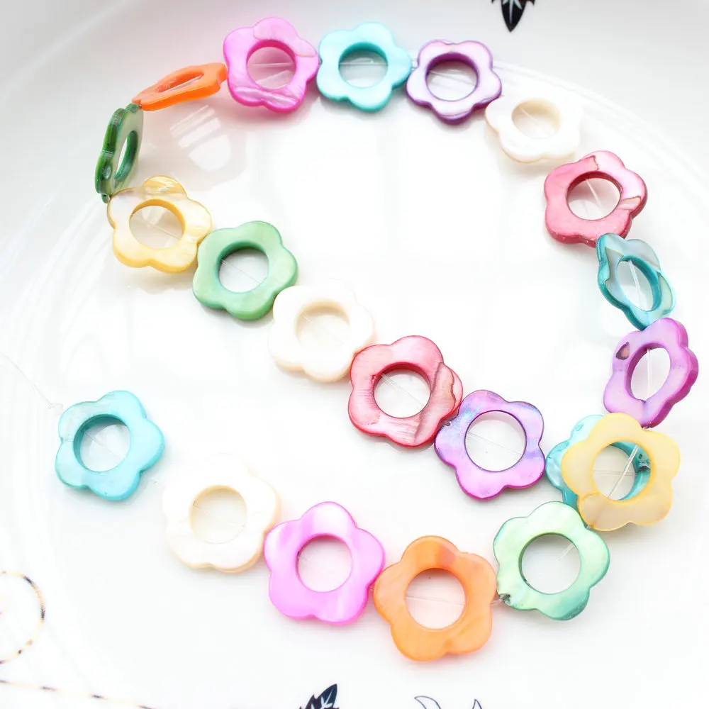 

120pcs Natural colorful shell carved sun flower loose beads 20mm mother of pearl