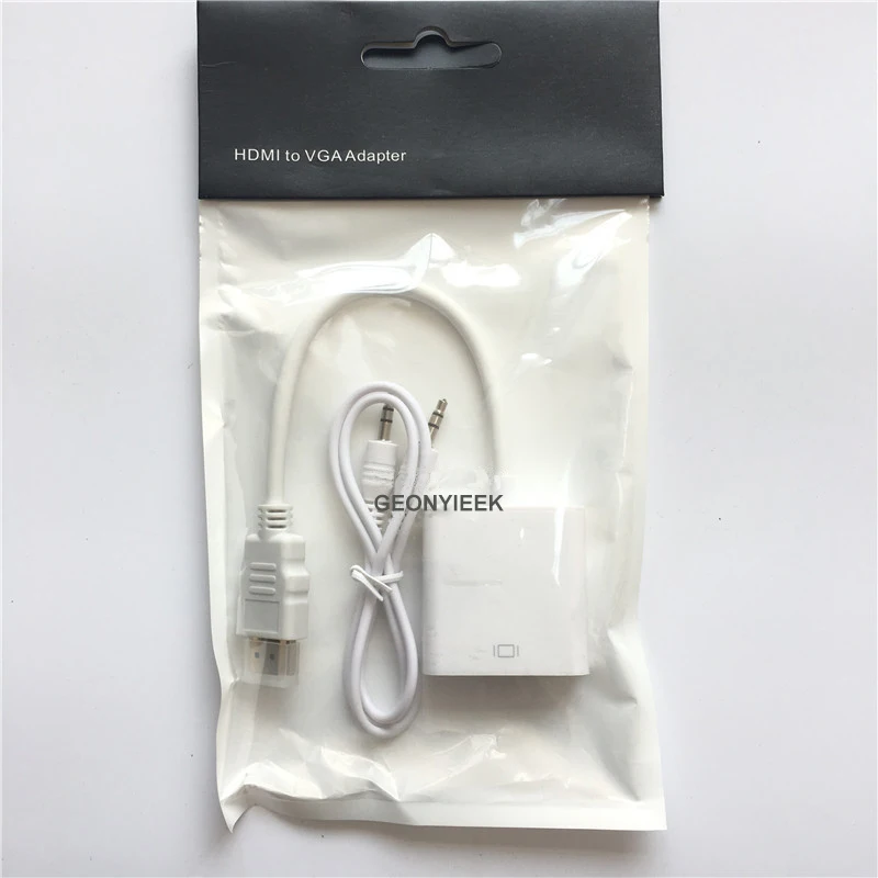 White with Audio Высокое качество HDMI VGA кабель адаптер штекерным конвертер с разъемом адаптер 1080 P цифро аналоговый аудио-видео для портативных ПК Tablet - Цвет: White with Audio
