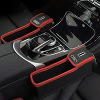 2x car pu leather seat catcher gap filler pocket organizer pu storage box coin cup phone wallet collector multi function holder