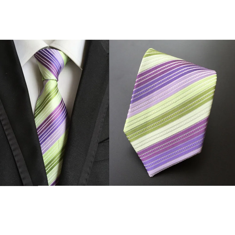 Colorful Men Striped Rainbow Jacquard 8cm Ties Polyester Necktie Tie New HZTIE0052 | Аксессуары для одежды