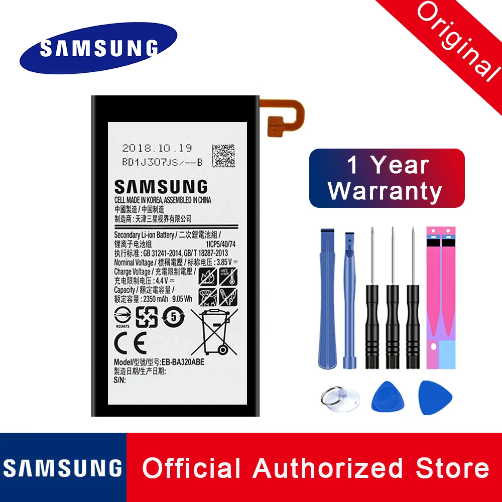 100% оригинальная запасная батарея EB BA320ABE для Samsung GALAXY A3 2017 A320 издание 2350mAh