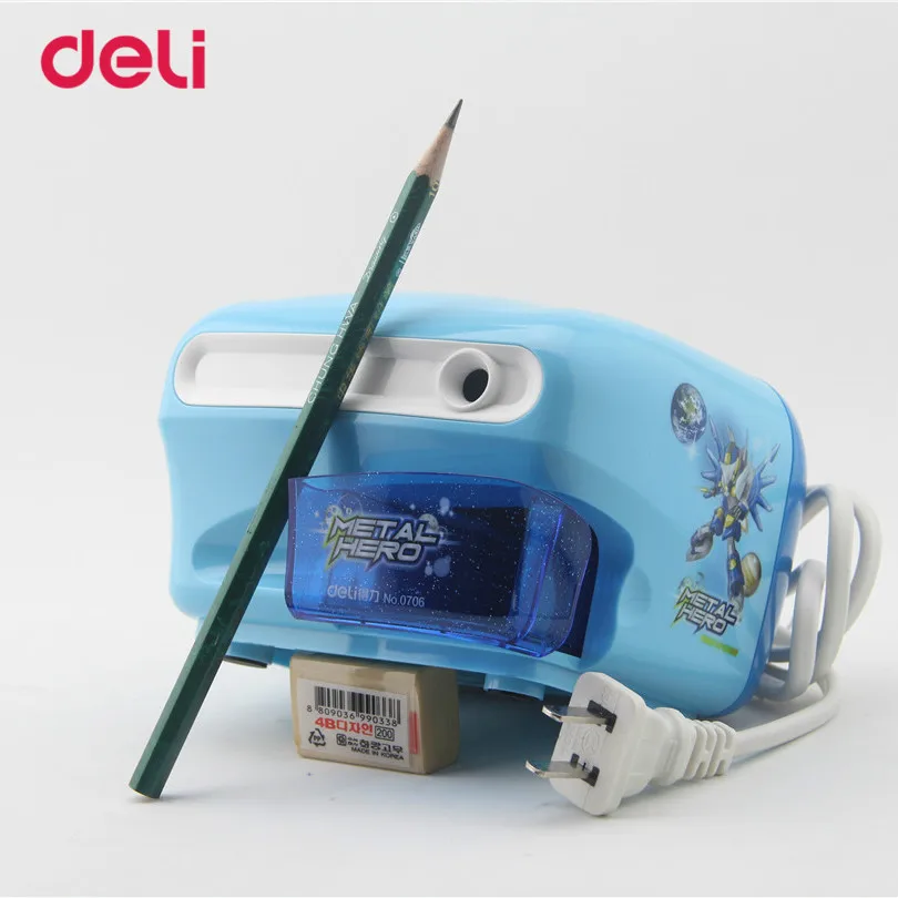 Новинка электрическая точилка для карандашей Deli с мультипликационным рисунком