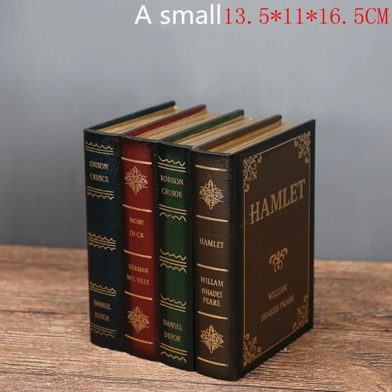 A small Креативные винтажные деревянные коробки для хранения книг, шкатулка для украшений, ретро стол для хранения, миниатюрное украшение для дома, подарки для рукоделия - Цвет: A small