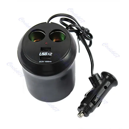 Адаптер питания для автомобильного прикуривателя с двумя USB портами|cup holder adapter|dual