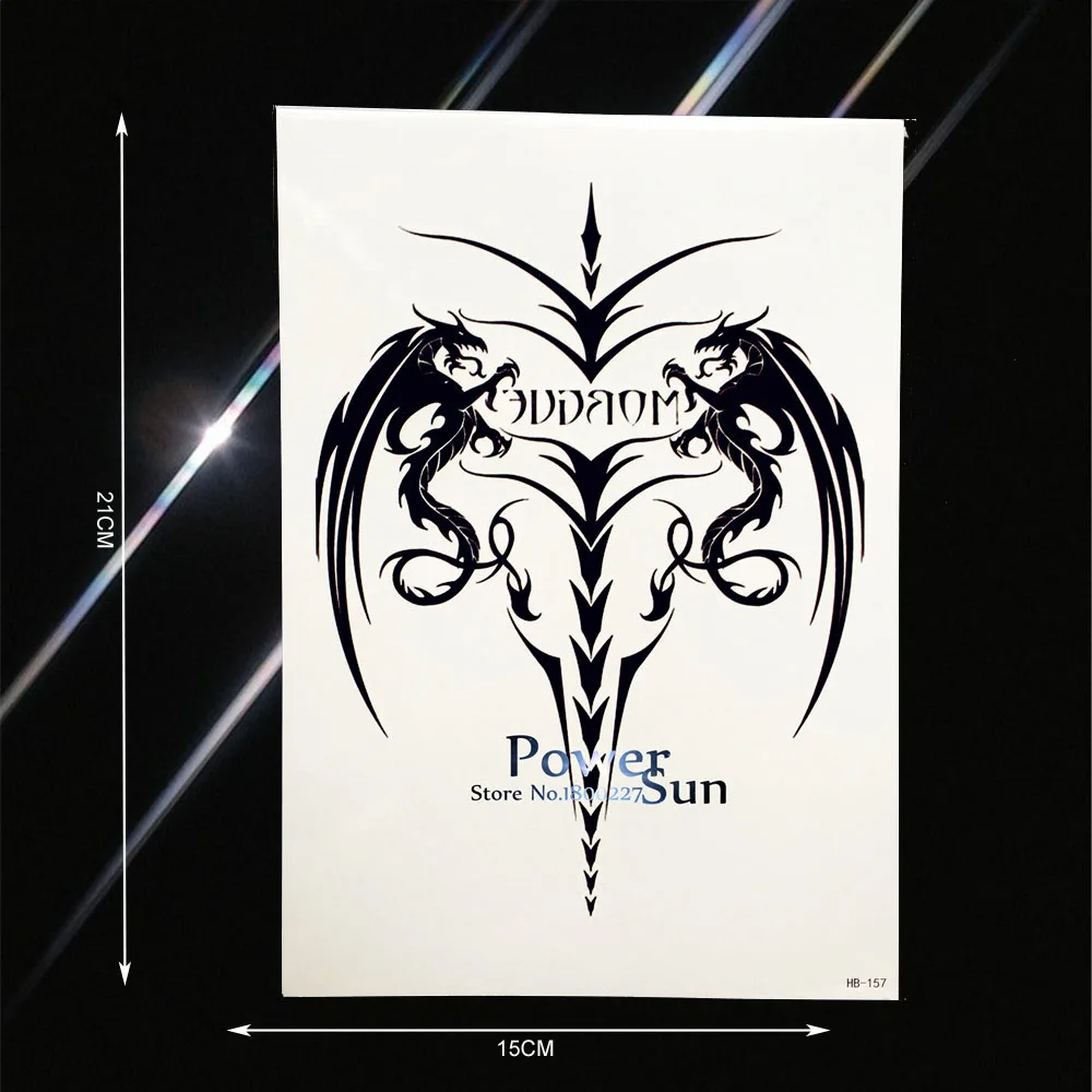 Поддельные Дракон бык рога крест татуировки для мужчин и женщин на руку назад