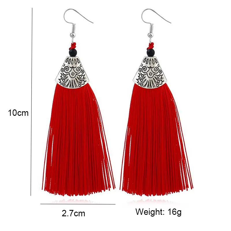 

Bohopan Classic Carving Long Tassel Earrings For Women Boho Candy Color Dangle Earrings Wedding Jewelry Bride Accessories 2019