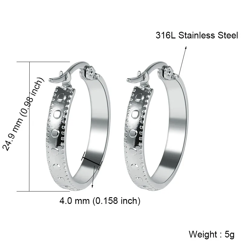 1355 Silver Серебряные/Золотые круглые серьги без никеля, ювелирные изделия из нержавеющей стали для женщин, женские золотые серьги-кольца, свадебные аксессуары - Окраска металла: 1355 Silver