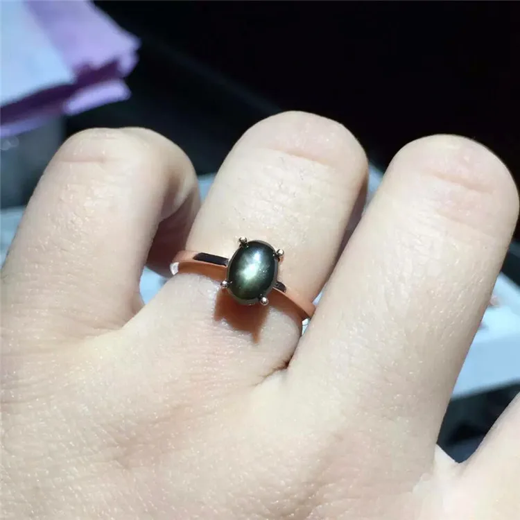 

KJJEAXCMY fine jewelry S925 Pure silver inlay natural sapphire star gemstone simple female style ring lady