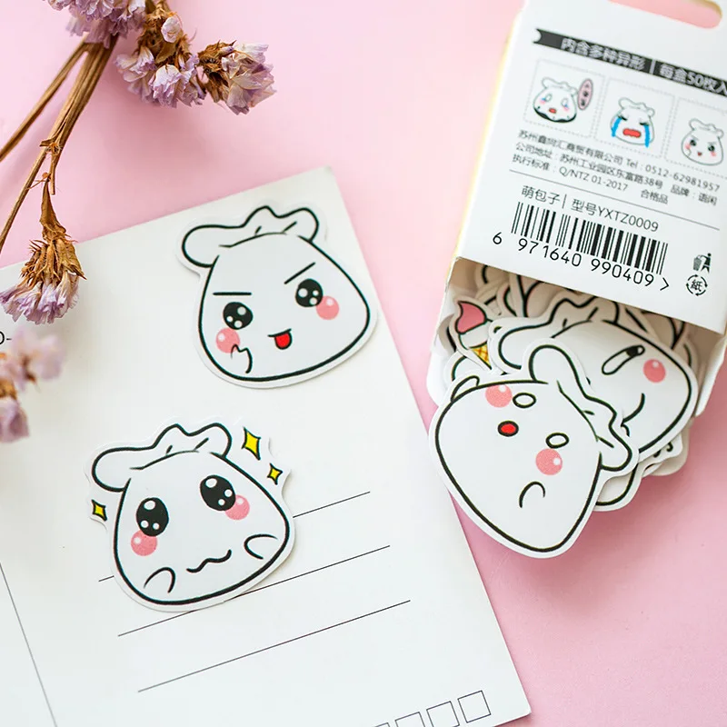 45pcs/pack Cute expression bun Decorative Stationery Stickers Scrapbooking DIY Diary Album Stick Label | Канцтовары для офиса и