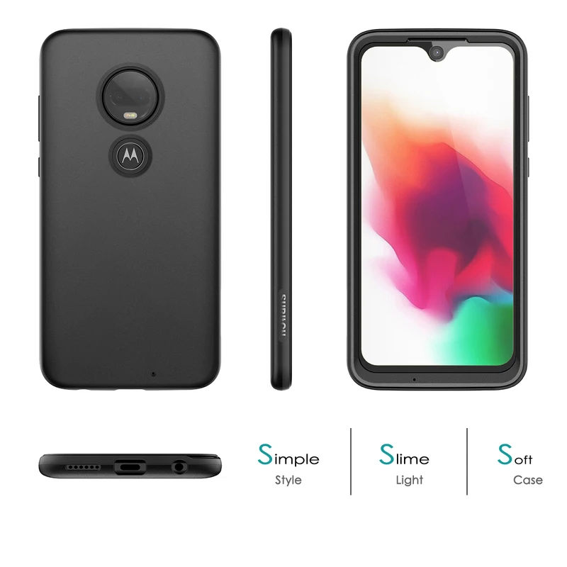 Чехол GrandEver Soft для Motorola Moto G7 Plus 360 ударопрочный бампер с встроенной защитой экрана в мраморном исполнении.