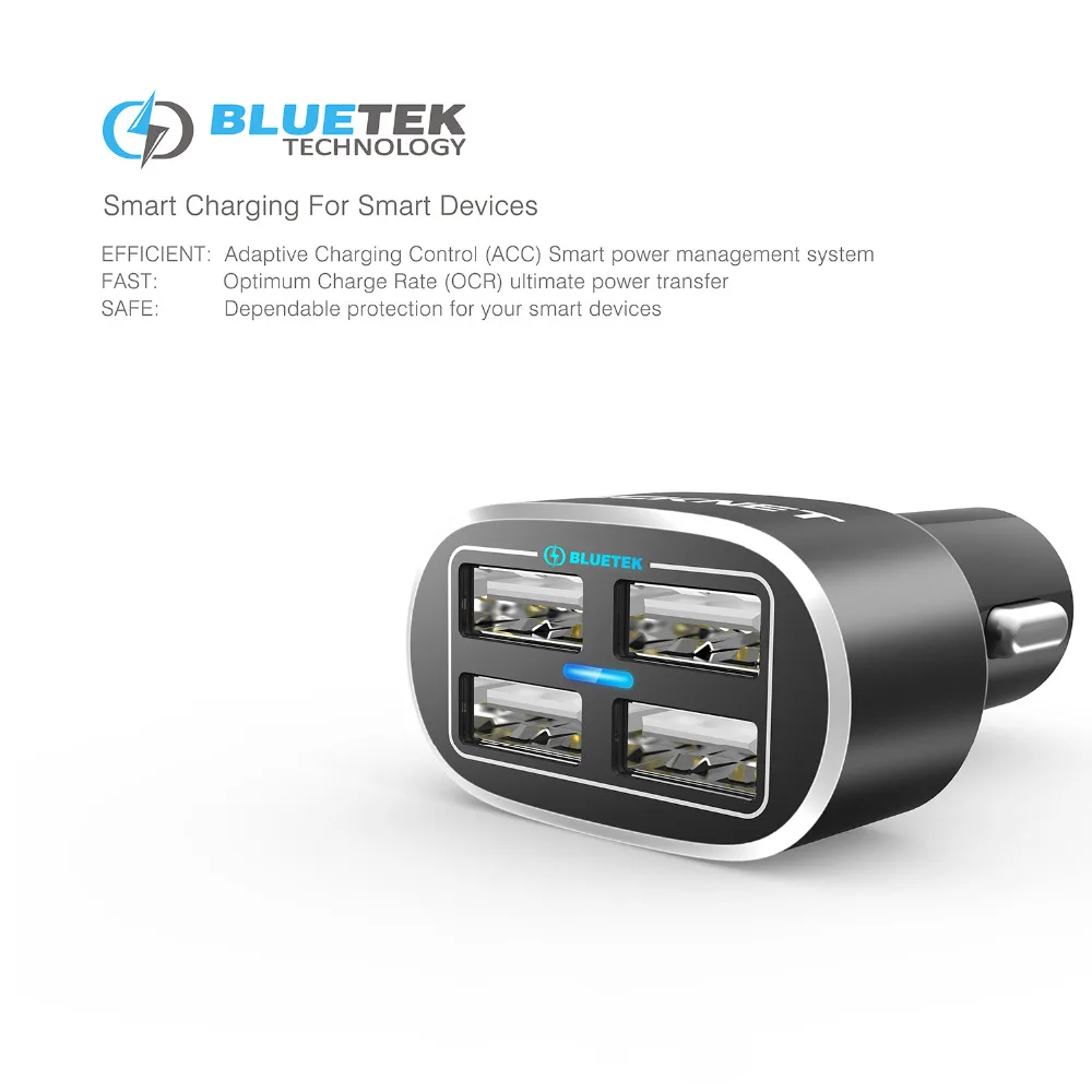 TeckNet USB Автомобильное зарядное устройство 9.6A/48 Вт 4 порта USB Автомобильное зарядное устройство с технологией Smart Charge зарядное устройство для мобильного телефона для iPhone samsung LG