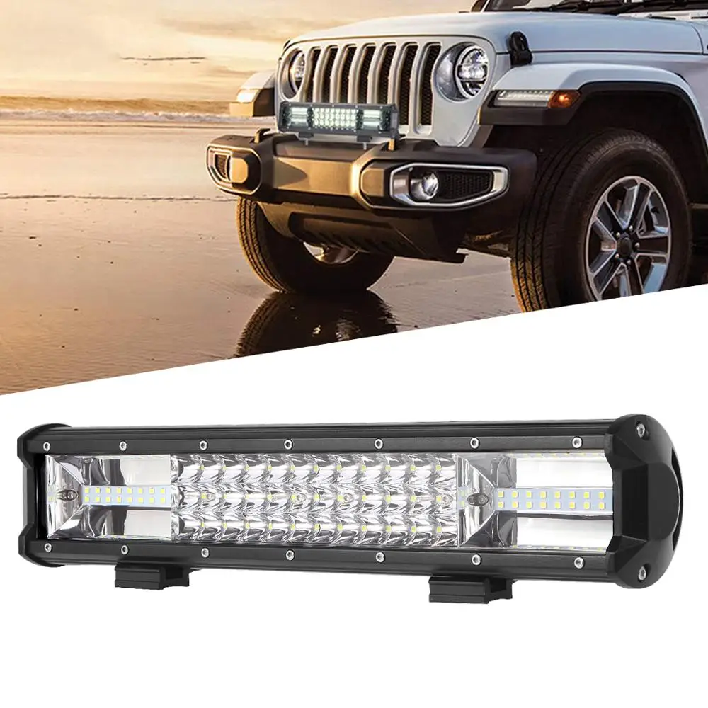 

15INCH LED WORK Light Bar 12V 24V Offroad Lamp Car SUV 4X4 Wagon Tractor Pickup Truck Trailer Combo Auxiliary Indicator + WIRING
