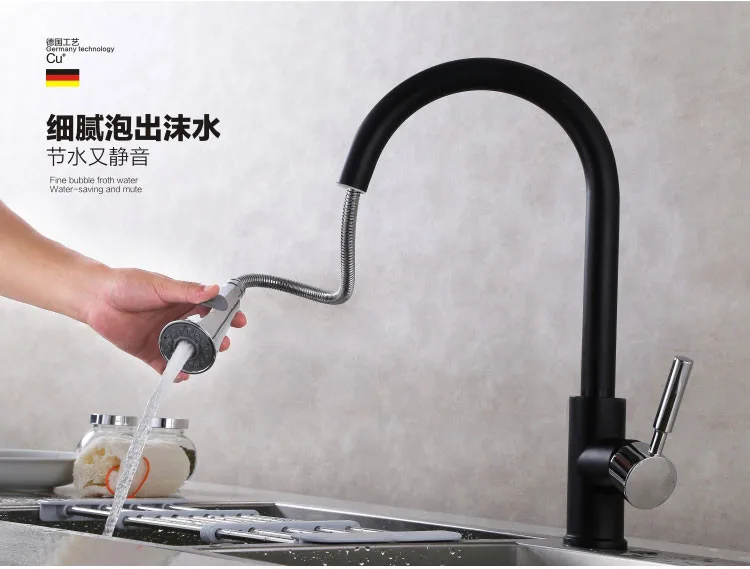 

Lead-free Kitchen Faucet Mixer Pull-out Vegetables basin Tap 360 Rotate Copper Chrome Swivel hot and cold Sink Mixer shower Tap