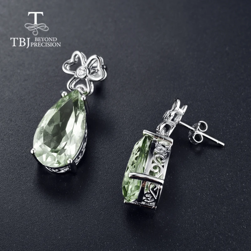 Серьги TBJ Big Drop с натуральным зеленым аметистом в ювелирных изделиях из 925-й стерлингового серебра для женщин и девочек в подарочной коробке.