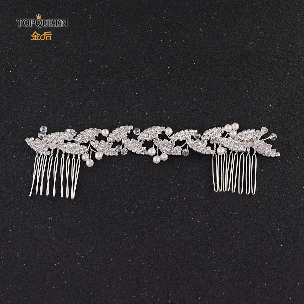 TOPQUEEN HP251 wedding bridal hair comb bridal hair jewelry silver bridal hair clips pins for girlfriend Pearl diamond comb