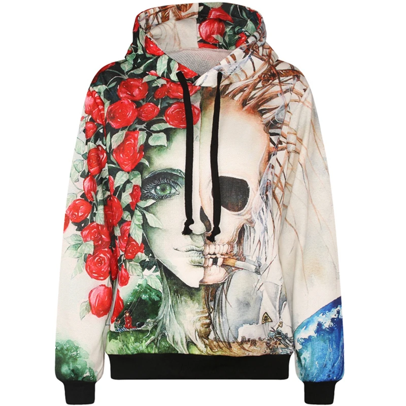 Женские толстовки с 3D-принтом в стиле Харадзюку Модный свитшот длинным рукавом и