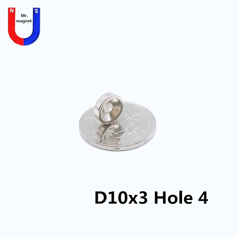 

100pcs 10 x 3mm Hole: 4mm Ring Neodymium Countersunk Magnets 10x3 Super Strong Rare Earth Magnet 10*3-4