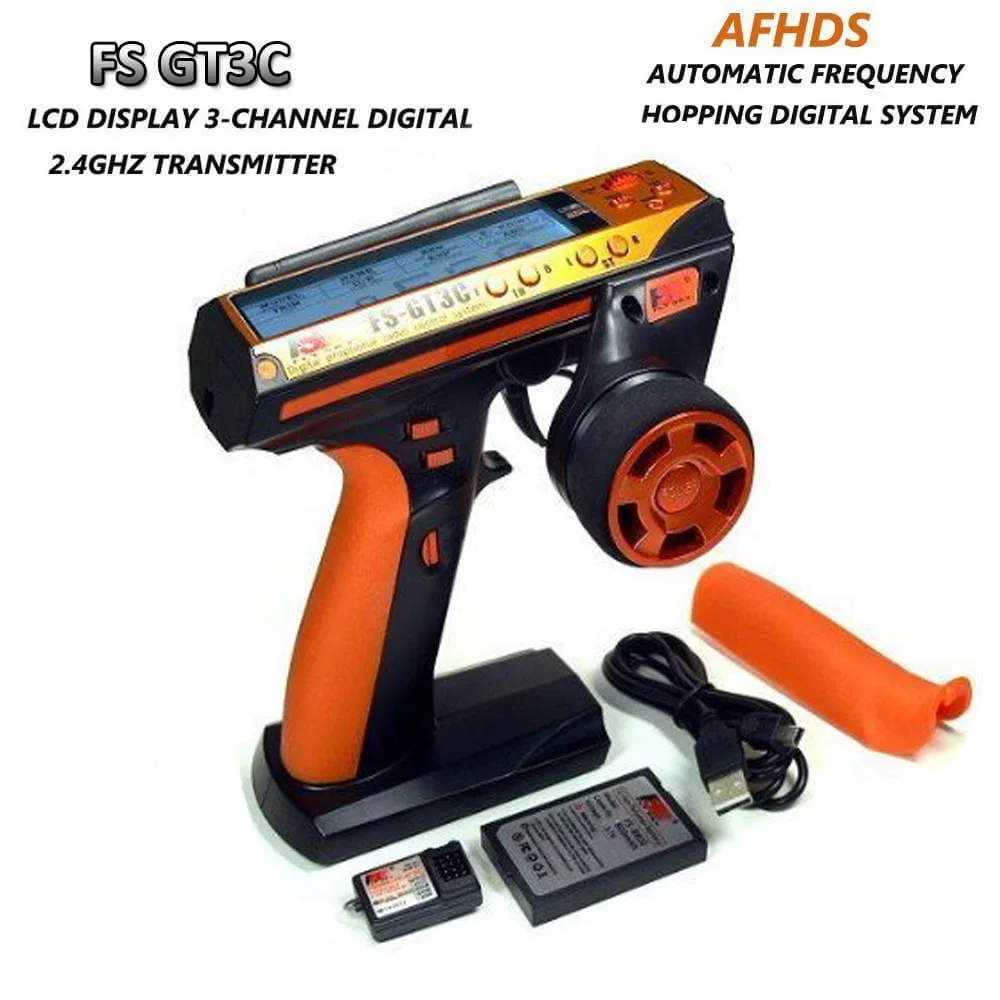 Бесплатная доставка Flysky FS-GT3C FS GT3C 2 4G 3CH Gun RC передатчик и приемник с фото + USB-кабель