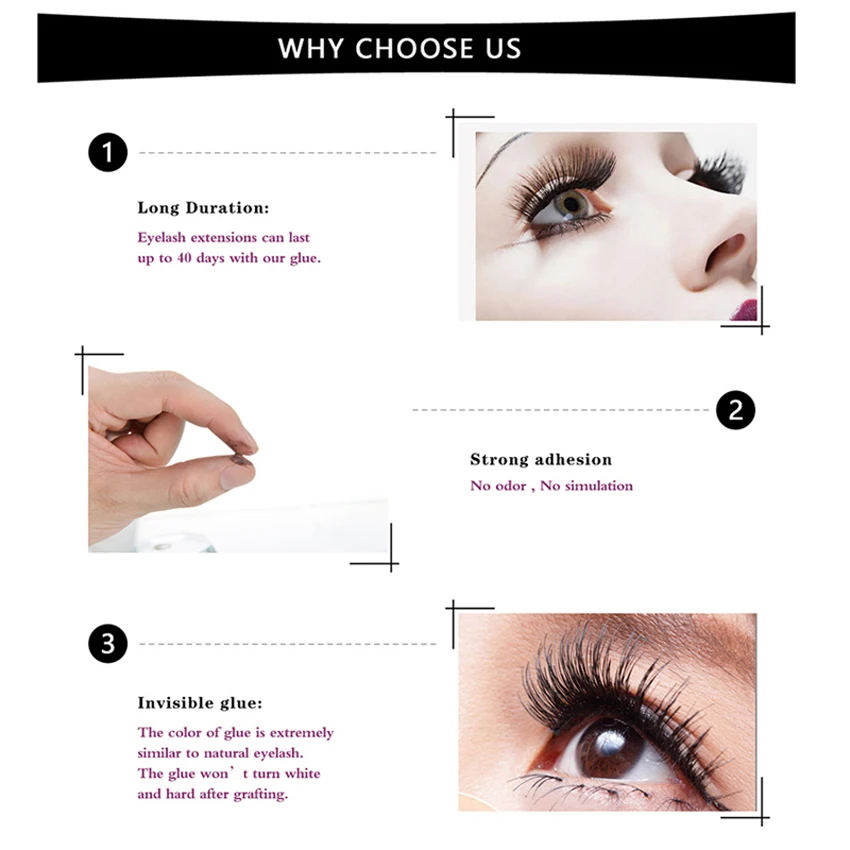 Клей для ресниц GLAMLASH 5 бутылочек мл/10 мл 1-2s быстрая сушка самый мощный клей