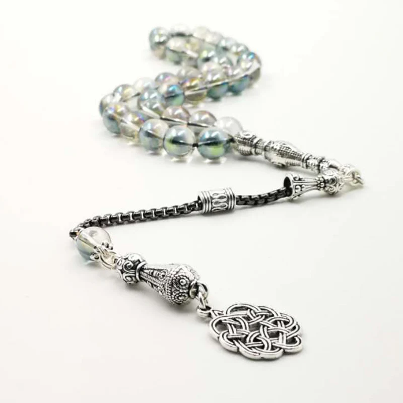 Натуральный Зеленый Кристалл Tasbih Популярные стильные браслеты мусульманские