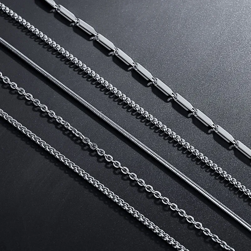 

Fashion Stainless Steel Chain Necklace Silver Color Snake Cuban Link Chain Men Choker Necklace cadena hombre Female Accessories