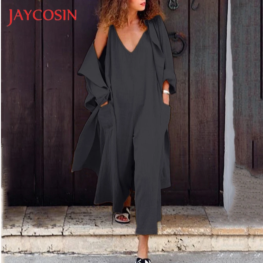 Комбинезон JAYCOSIN женский с широкими штанинами свободный Ромпер без рукавов