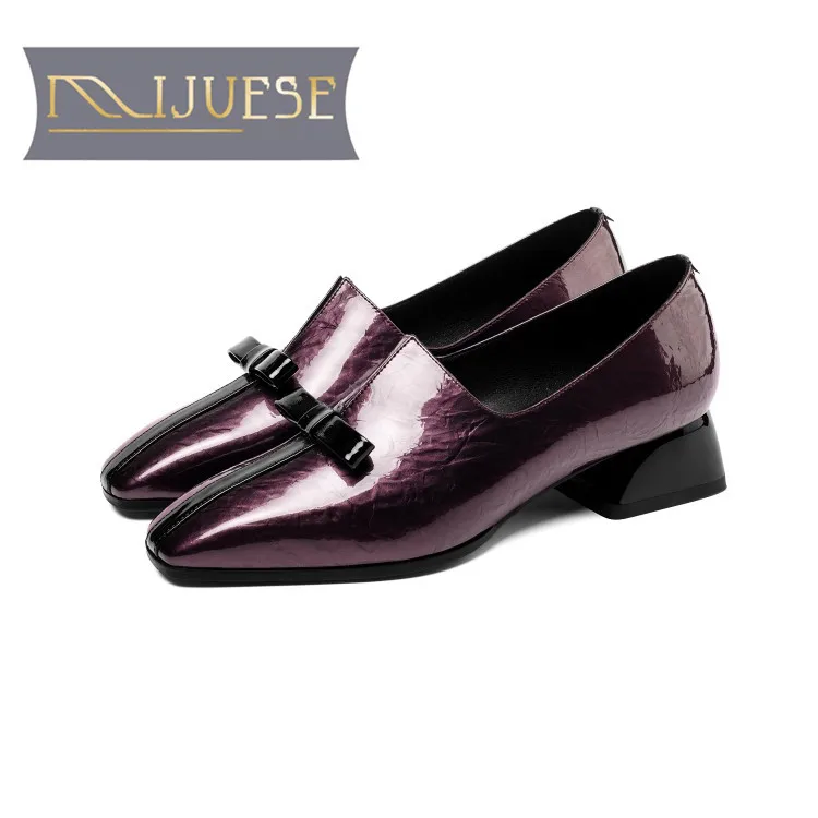 MLJUESE/женские туфли-лодочки из коровьей кожи Сезон осень-весна Фиолетовые женские
