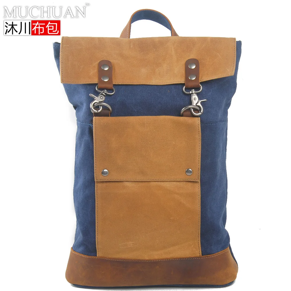 Muchuan 2003 # новый ретро холщовый рюкзак с замшевой кожаной камерой 15 дюймов Сумка
