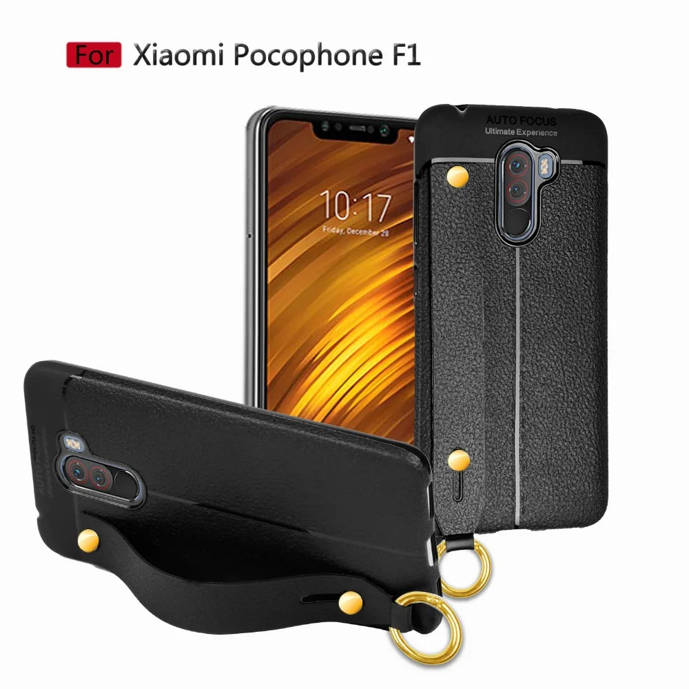Fashion Imitation leather Cover For Pocophone F1 Case Xiaomi Wrist Strap Stand Phone Poco Capa | Мобильные телефоны и