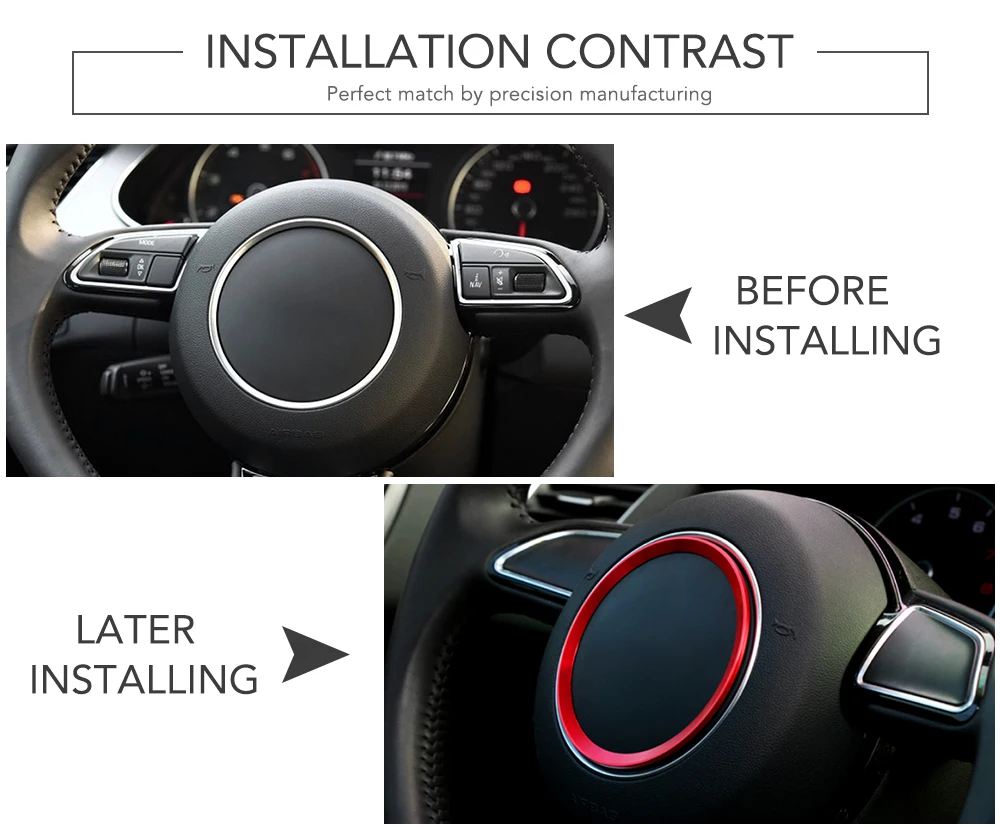 Aviation aluminum alloy Car Steering wheel decoration ring sticker logo Decals styling for Audi A3 A4L Q3 Q5 A5 A6L | Автомобили и