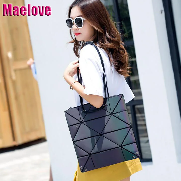 

Maelove Luminous Bag 2022 New Fashion Women's geometry lattic bag Folding handbag composite bag Free Shipping