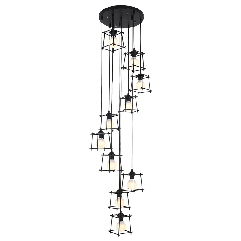 

Custom industrial wind stair light long Pendant Lights personality creative art loft wrought iron stair light wf4261526