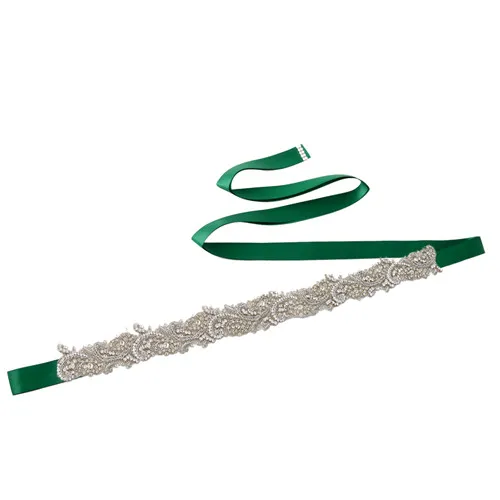 green TRiXY S365 Роскошные Свадебные ремни реальное изображение Удивительные Хрустальные Стразы Искрящиеся свадебные пояса свадебные аксессуары - Цвет: green