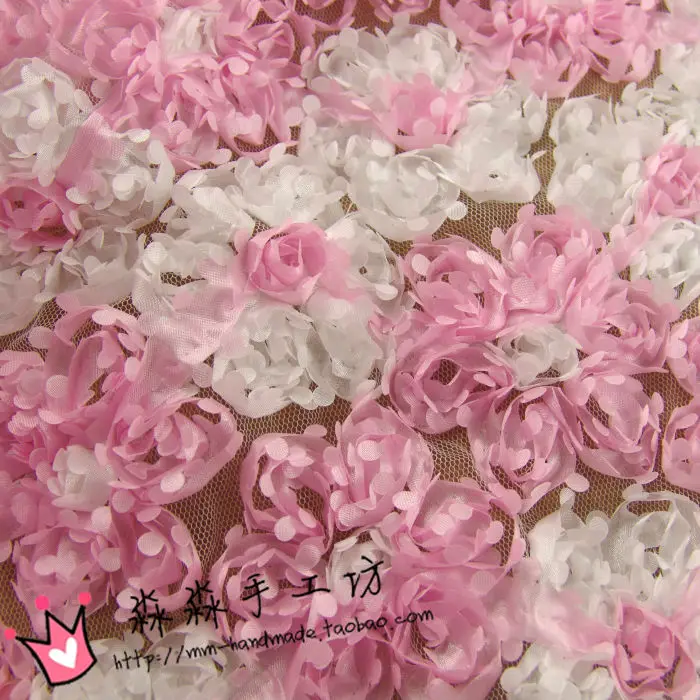 

cloth pink stereo design flower stage decoration wedding dress children's skirt fabric/100*130cm