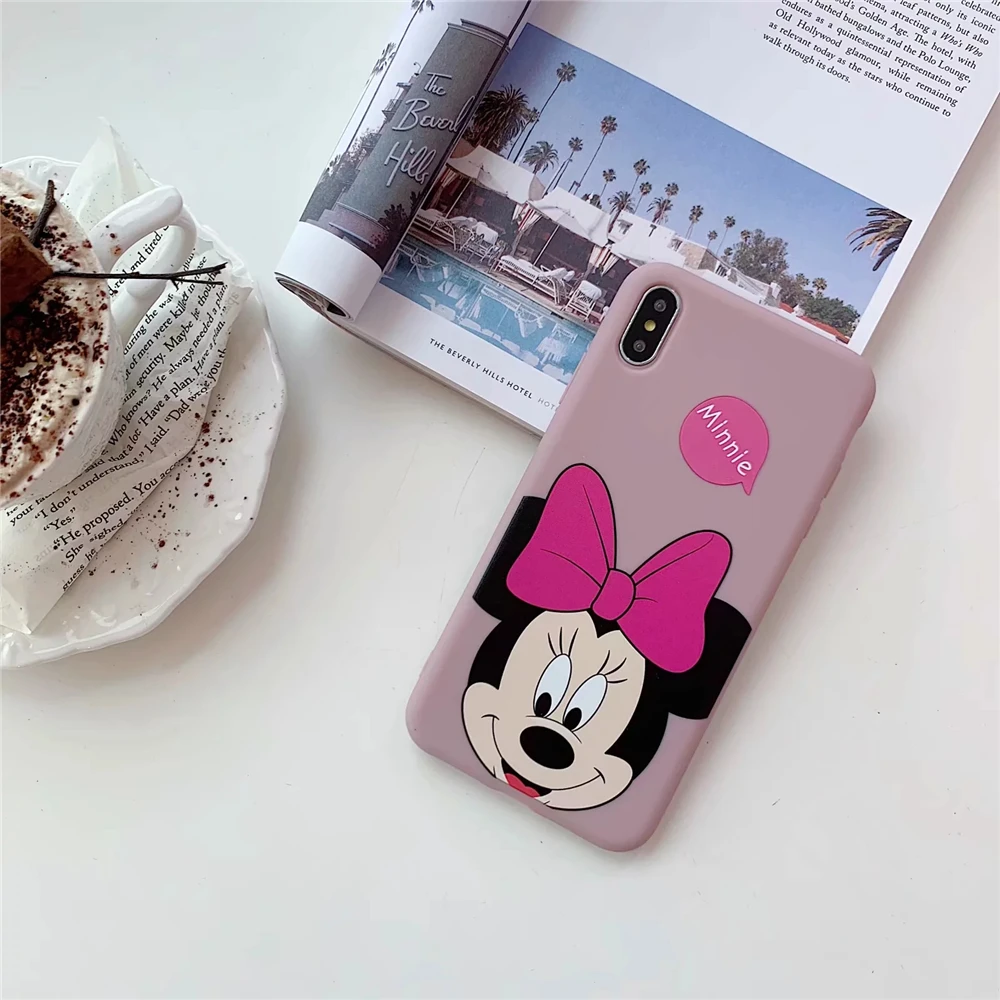 Minnie Mickey Mouse Cover Soft Liquid silicone Couple Phone Case For iPhone 7 8 Plus X XS MAX XR 6 6S Cute Cartoon |