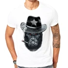 2019, модная мужская белая рубашка с коротким рукавом и принтом сигар и обезьяны, мужские футболки в повседневном стиле