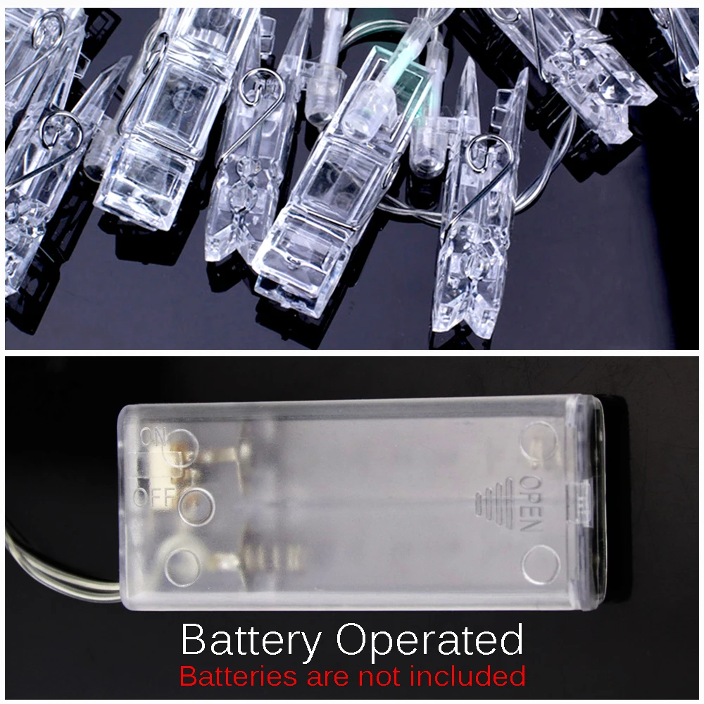 

Transparent Photo Card Clip 10 LED String Garland Fairy Light Christmas Wedding Party Indoor Outdoor Party Room Decoration L
