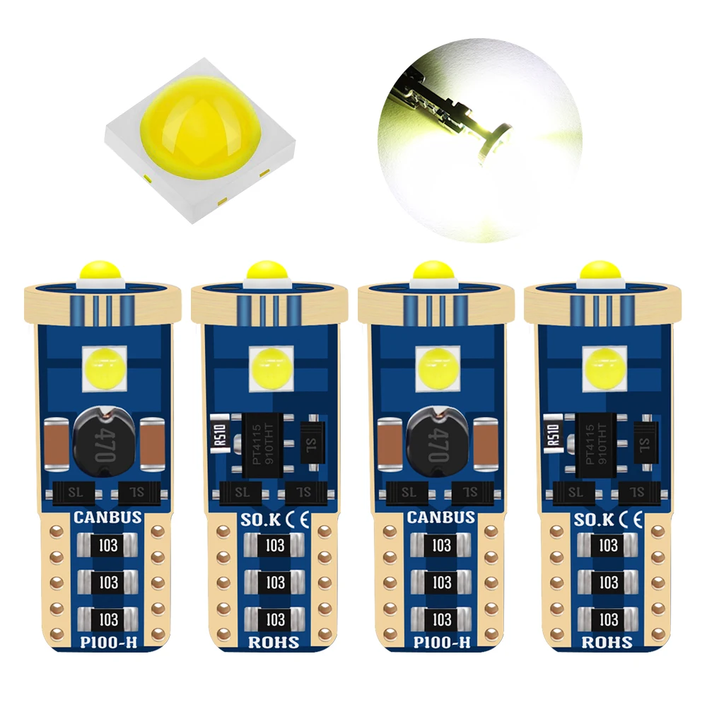 

4pcs T10 W5W LED Bulbs CANBUS 168 192 error free White Lamp For Car Auto Interior Dome Reading Light Width License Plate Light