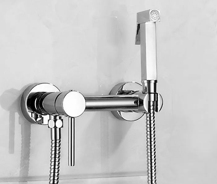 

Brass Toilet Hand held Bidet Spray Shattaf + Hot & Cold Water Valve Mixer with Holder Sprayer Shower Set Jet BD552
