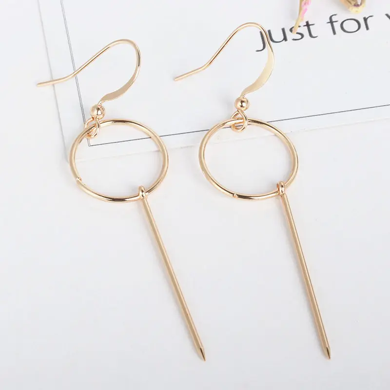 ZCHLGR Fashion Korean Earrings 2019 Geometric Long Asymmetry Circle Ear Big Dangling Women Valentine's Gifts | Украшения и