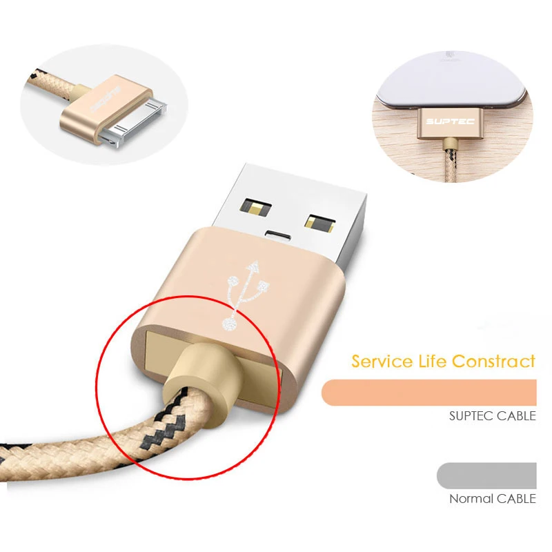 USB-кабель SUPTEC для быстрой зарядки iphone 4 s 4s 3GS 3G iPad 1 2 3 iPod Nano itouch 30-контактный адаптер