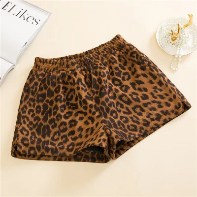 Leopard caramel Модные новые высококачественные женские леопардовые шорты с высокой талией на осень и зиму, плотные тонкие шорты с эластичной резинкой на талии в Корейском стиле - Цвет: Leopard caramel