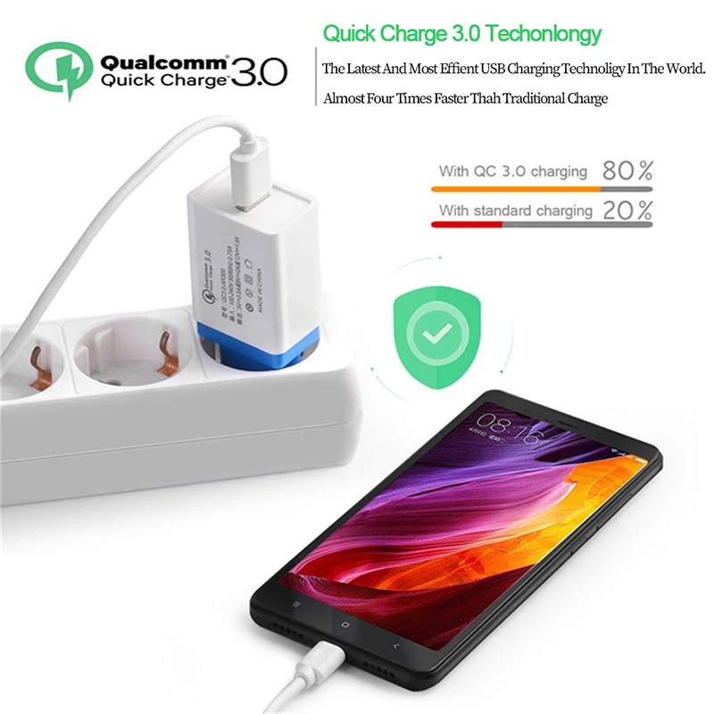 Зарядное устройство USB быстрая зарядка QC3.0 дорожный настенный адаптер для