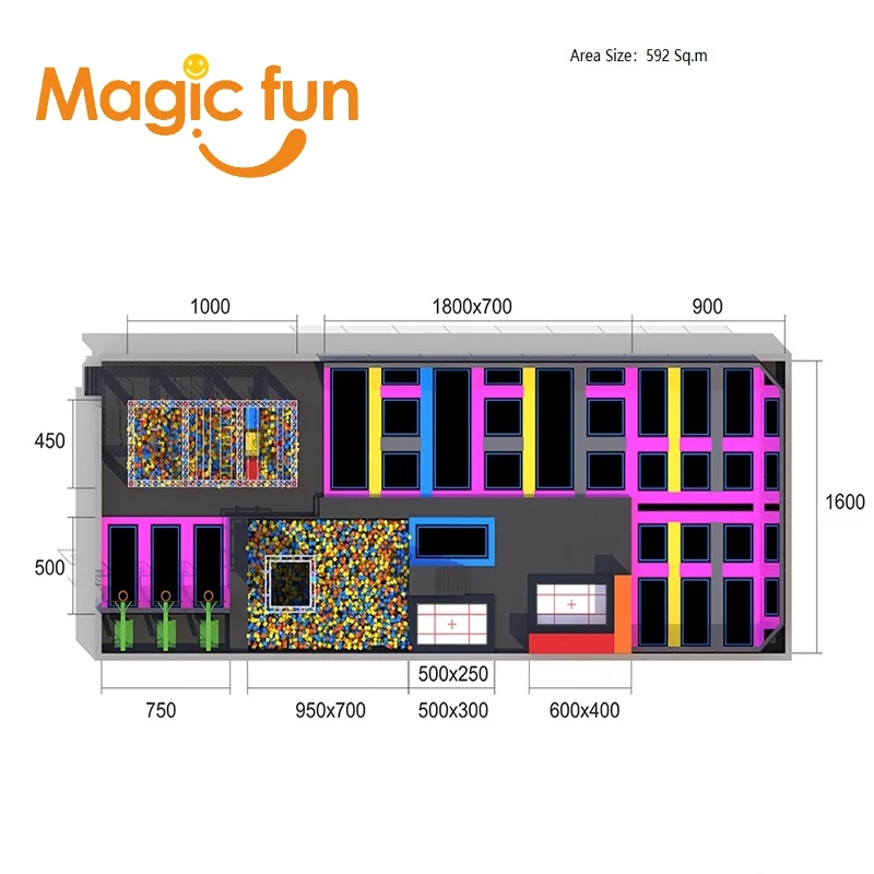 Большой трамплин MAGICFUN в помещении парк батутов с горкой Европа|Детская площадка|