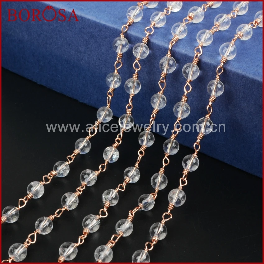 Женская круглая цепочка с бусинами 6 мм JT121|bead chain|rosary chainbeading wire |